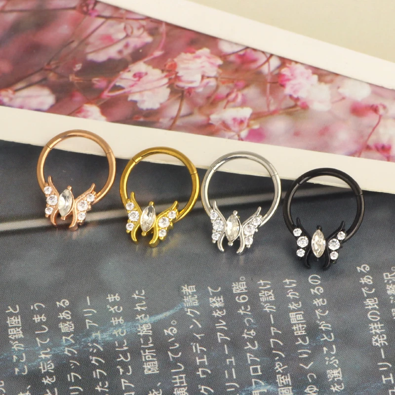 Daith Earrings 16G Stainless Steel Cartilage Helix Tragus Nose Hoop Piercing Jewelry 8MM 10mm Silver Gold Rose Gold Black Plated