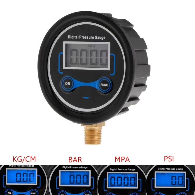 Medidor Digital de presión de neumáticos para coche, dispositivo con  retroiluminación LCD, LED, 1/4, 1/8, 200 PSI - AliExpress