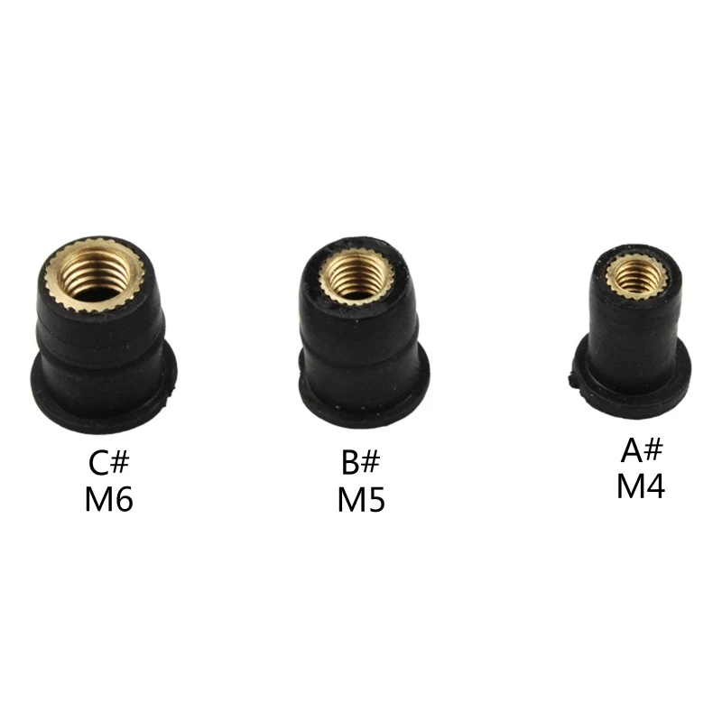 Well Nut M5 5mm M4 M6 Metric Rubber Motorcycle Windshield Rubber Rivet Nuts Bolts 10PCS For Honda For Suzuki Yamaha