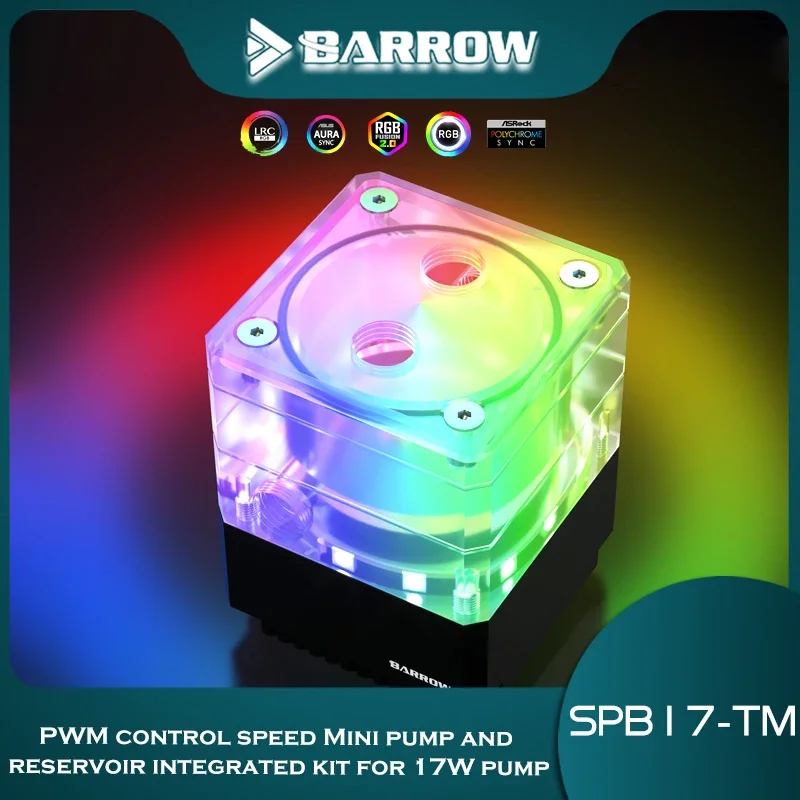 

Barrow DDC PWM Pump 17W Metal Shell PWM Speed Control Type Mini Pump Box Integrated LRC 2.0 ARGB, SPB17-TM