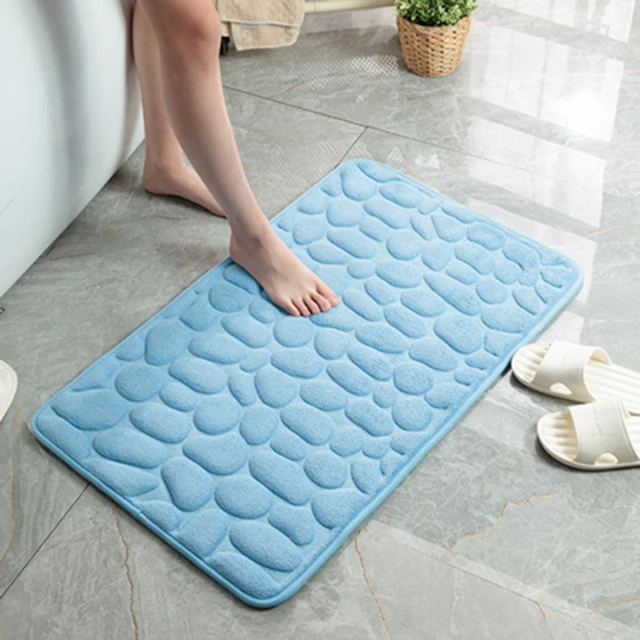 Tappetino da bagno in rilievo con ciottoli Tappeti antiscivolo nel lavabo Tappeto da pavimento laterale per vasca da bagno Doccia Zerbino Memory Foam Pad 2