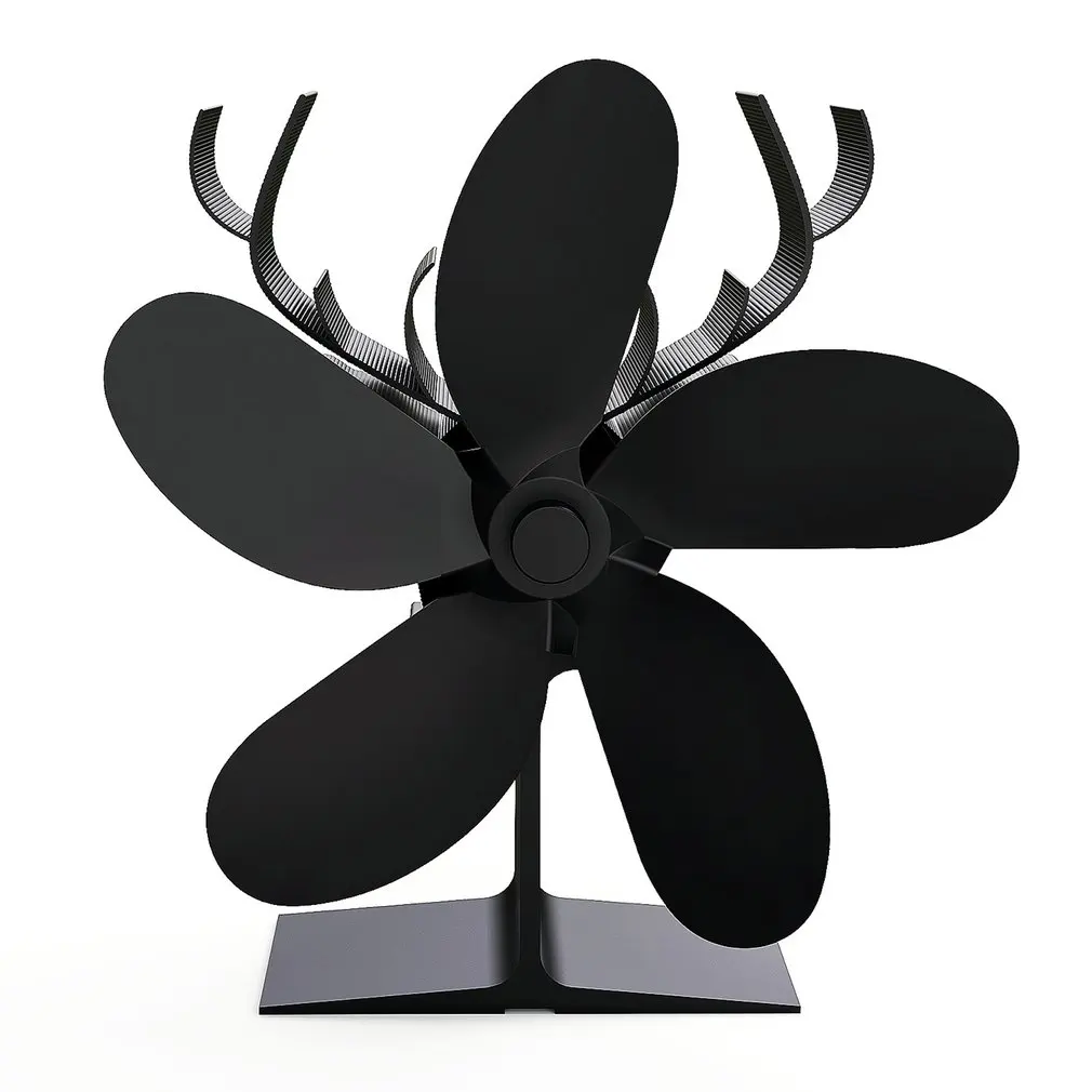 

5 Blade Heat Powered Stove Fan Mini Fireplace Fan Log Wood Burner eco-Fan Quiet Fireplace Fan Heater Efficient Heat Distribution
