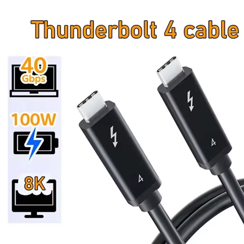 Premium High-Speed Thunderbolt 4 Cable – 8K 60Hz, 40Gbps, 100W Power Delivery Certified