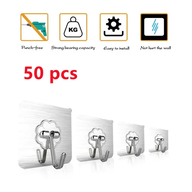 

50/100PCS Transparent Strong Self Adhesive Wall Hook Hanger Suction Heavy Load Rack Sticker Hooks for Kitchen Bathroom