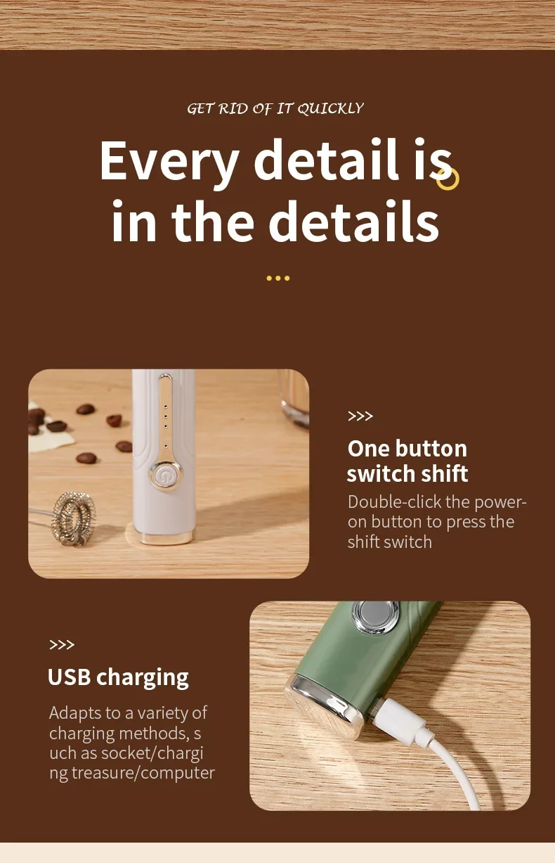 Wireless Type-C Rechargeable 3-speed Mini Handheld Milk Frother Coffee Frother Portable Kitchen Cooking Tools Whisk Foam Blender 19 küchexyz.de S6192b2f5bb3c41ab8cc4c3158256944dy küchexyz.de Best Price | Fast Delivery |Quality Product Wireless Type-C Rechargeable 3-speed Mini Handheld Milk Frother Coffee Frother Portable Kitchen Cooking Tools Whisk Foam Blender