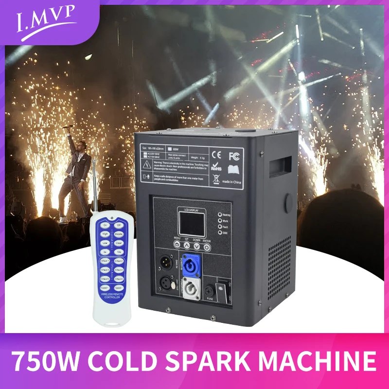 Cold Spark Fountain Firework Machine 750W LCD Screen Cold Sparkler Machine for Stage Wedding