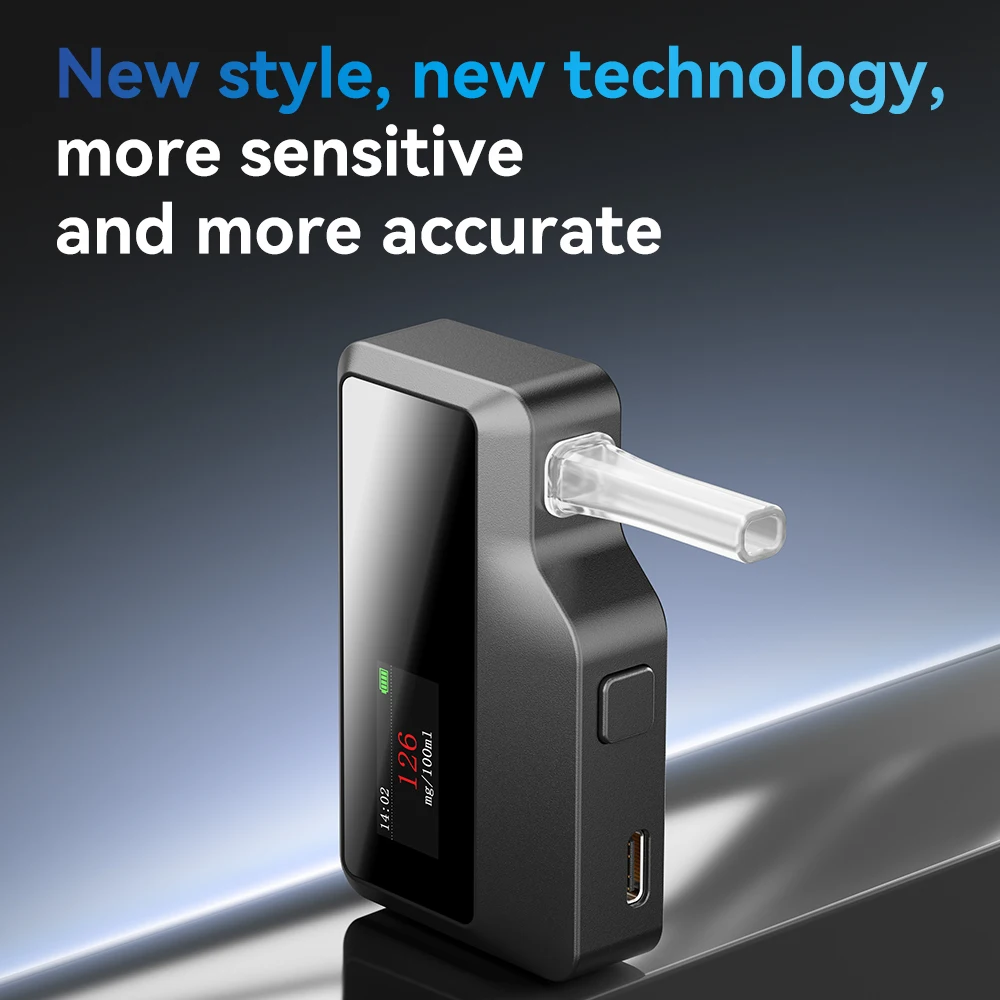 Newest Design Breathalyzer Alcohol Tester HM05, Personal Breath Alcohol Detector, Portable Digital Electrochemical Sensor