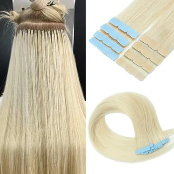 Mini Tape In Hair Extensions Human Hair PU Skin Weft Machine-Remy Straight Tape in Extensions 10pcs For Side Hair Tape ins