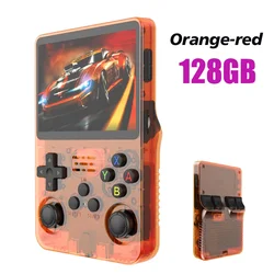 Enhanced Retro Red Handheld Gaming Console - 128GB, 3.5 IPS Screen, Portable Pocket Games Gift (Orange 128GB)