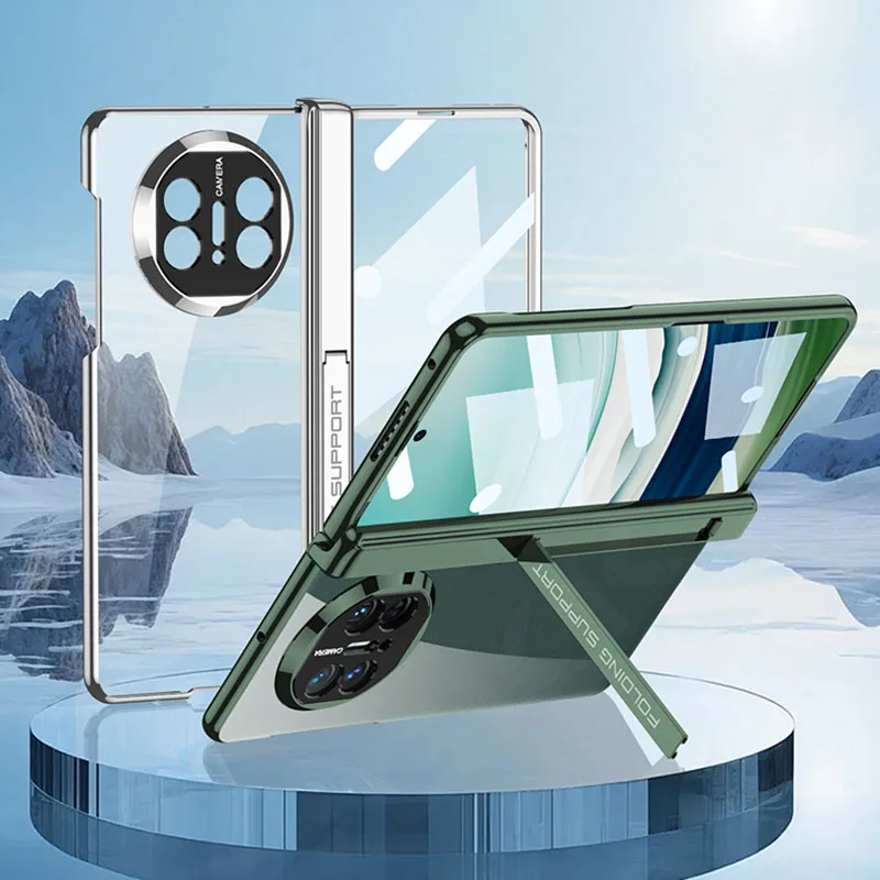 

Прозрачный чехол с магнитным шарниром и покрытием для Huawei Mate X3, стеклянный чехол с передним экраном, подставка в комплекте для Huawei Mate X5, чехол