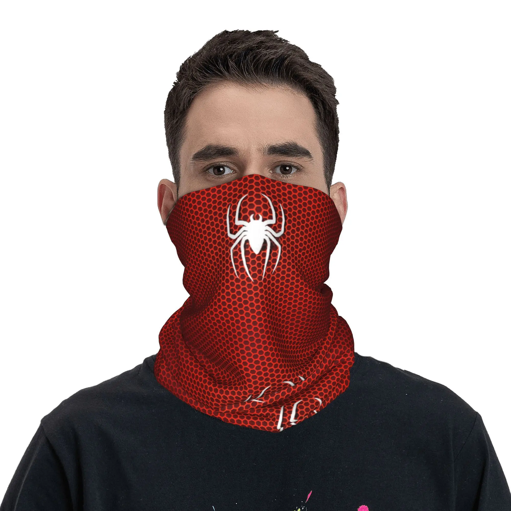 Cycling Bandana Neck Wrap Bandana Headscarf Cotton Bandana Neck Gaiter Bandana Neck Cover Multifunctional Bandana Spider Cobweb Hexagon Bandana Neck Warmer Men Women Winter Ski Tube Scarf Gaiter Spider Man Face Cover