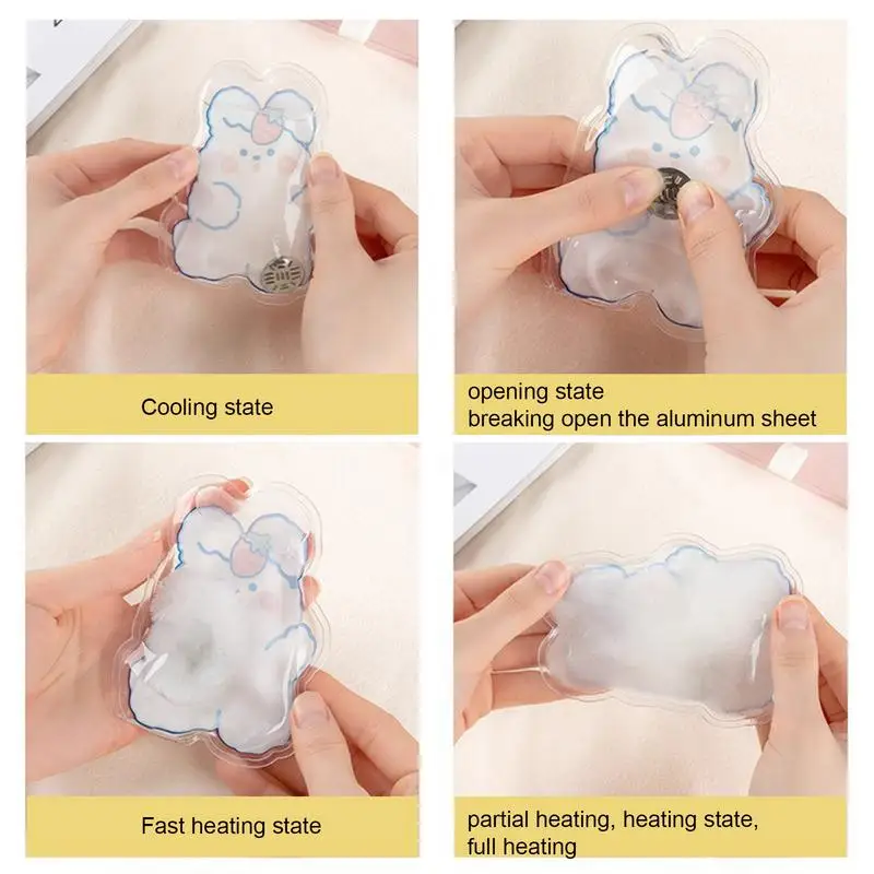 Snap Heat Pack Long-Lasting Click Hand Warmers Portable Hands Heating Pad With Bunny Pattern For Outdoor Travel
