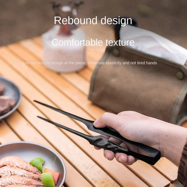 Kültéri Rozsdamentes Acél Barbecue Klipek Szett Oszlopok Kenyér Klip Fekete Megosztó Pálcikák Steak Ételklip - Image 6