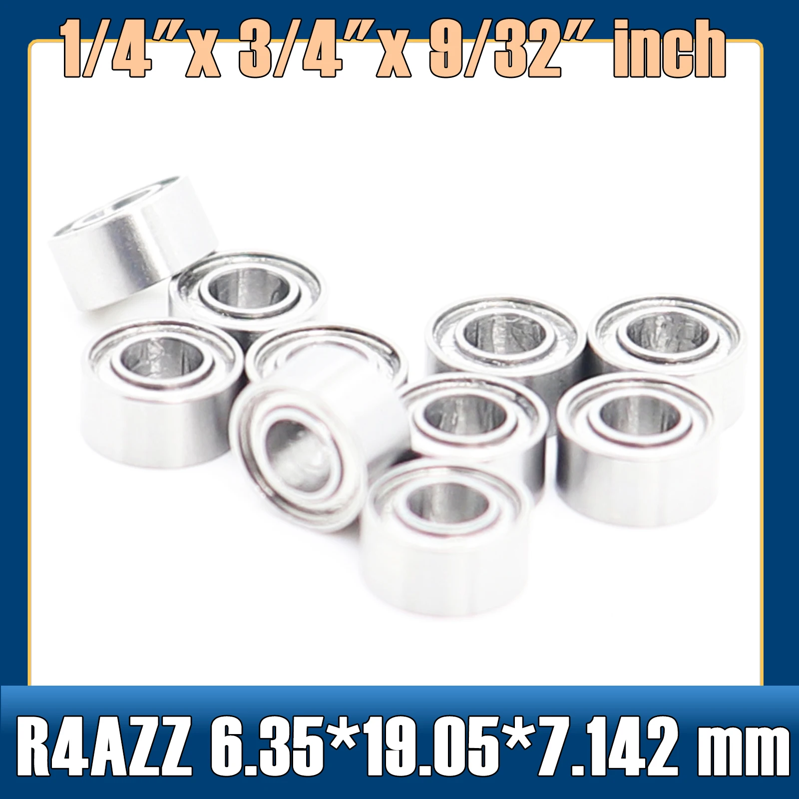 

R4AZZ Bearing (10 PCS) 1/4"x3/4"x9/32" inch Miniature R4A ZZ 6.35*19.05*7.142 mm Ball Bearings For RC Model Parts
