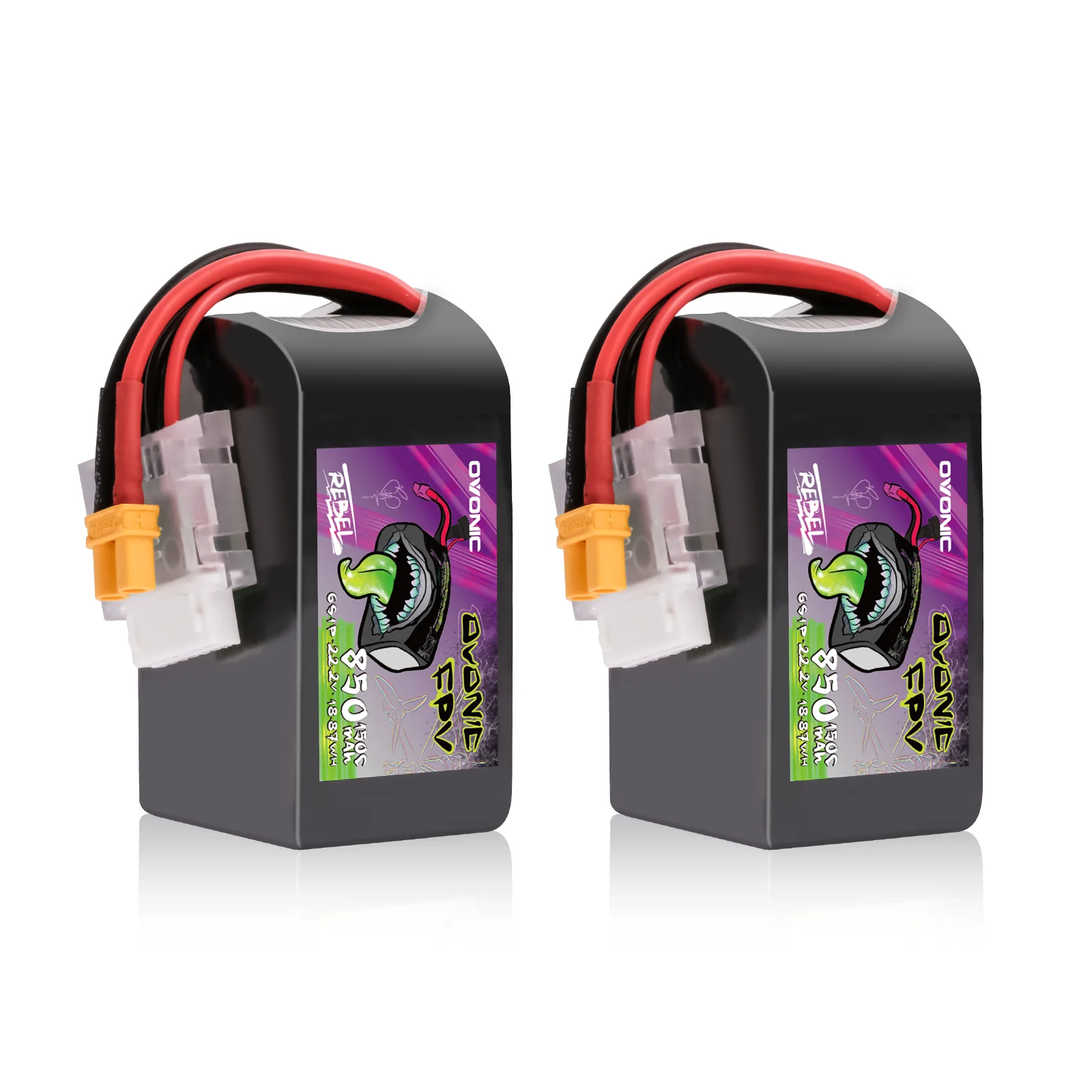 OVONIC 11.1V 150C 850mAh 6S LiPo Battery with XT30 Plug for 90-180mm Brushless FPV Drones Cinelog & Protek25