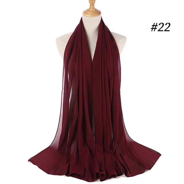 Musulman en mousseline de soie Hijab femmes bulle en mousseline de soie écharpe pour femmes dames voile musulman Islam couleur unie malaisie Musulman Wrap foulards