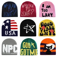 New Autumu Winter Keep Warm Knit Hat Women Men Skiing Beanies Outdoor Cold Hat Cycling Skullcap Fashion Letter Y2K Hiphop Beanie