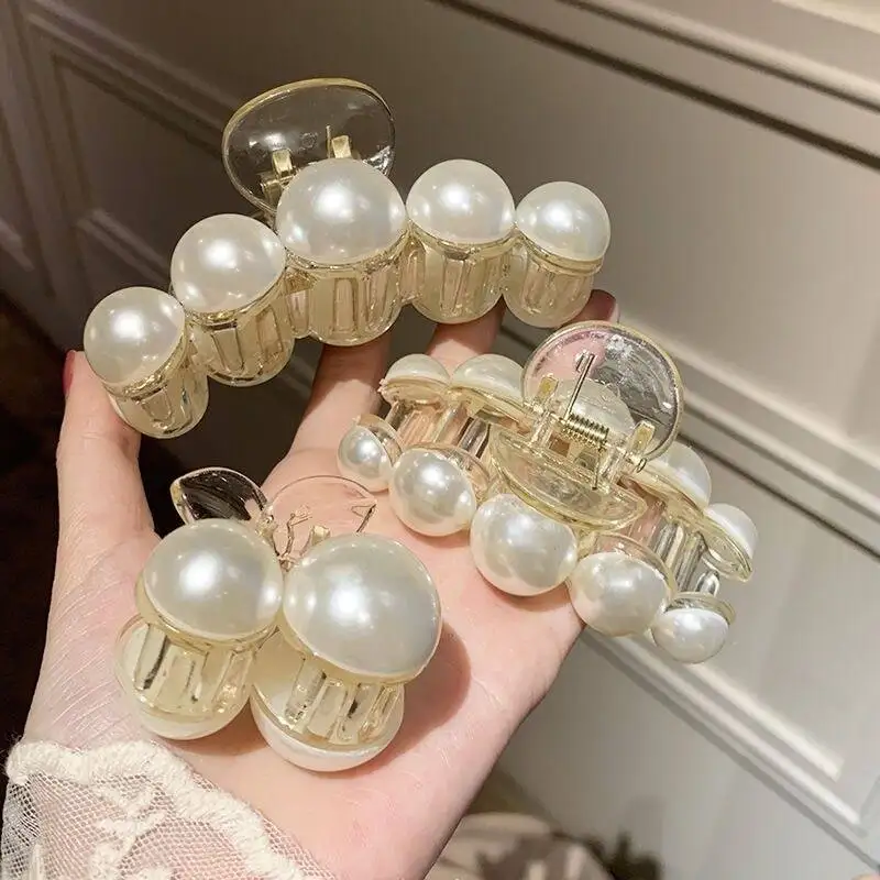 Elegante Imitation Perle Haar Klaue Clip Frauen Trendy Unregelmäßige Große Beige Haar Klemme Barrettes Für Mädchen Koreanische Haar Zubehör – Detail 10