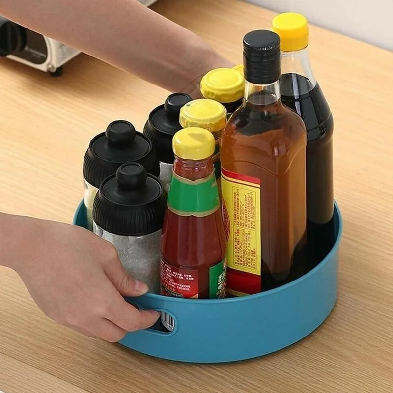 360 Rotating Tray Kitchen Storage Containers for Spice Jar Snack Food Tray Bathroom Storage Box Non Slip Cosmetics Organizer 4
