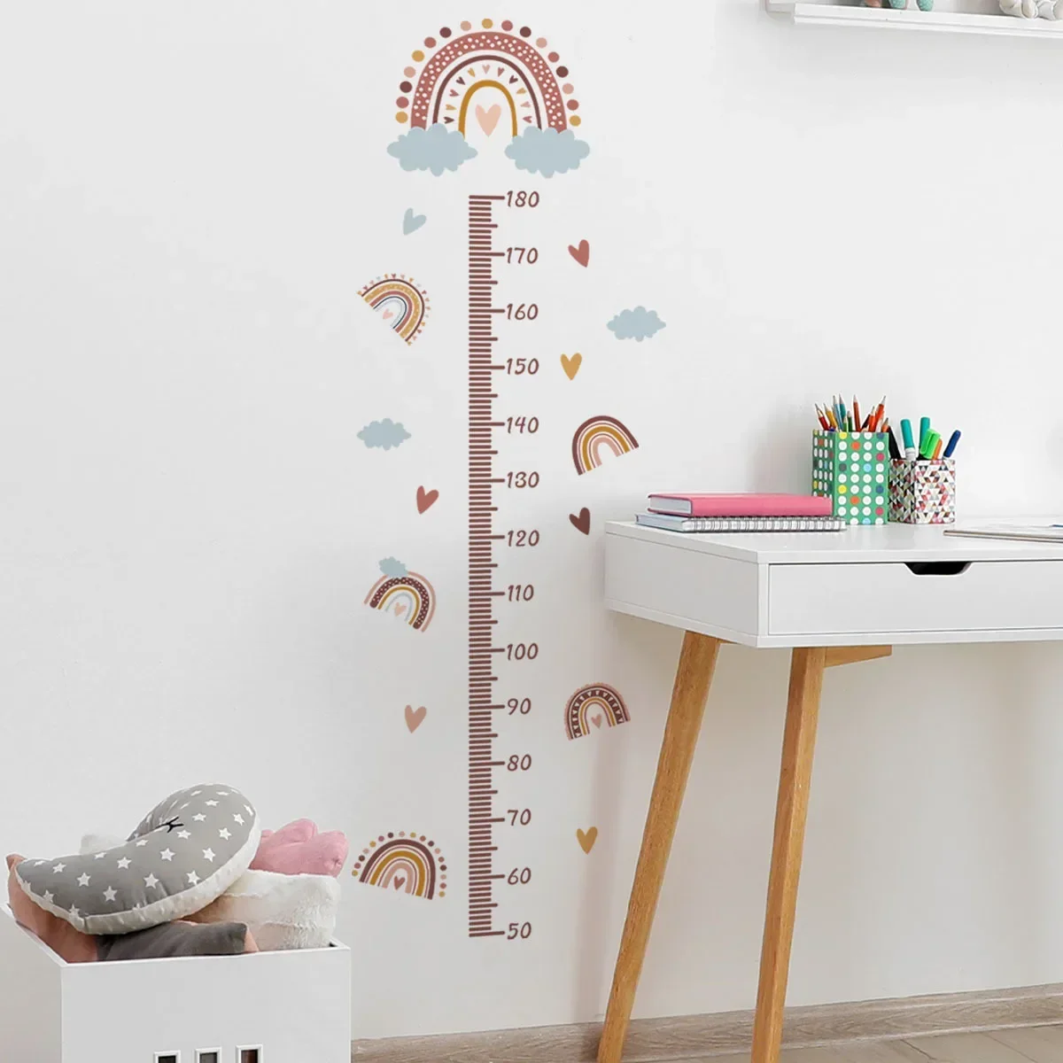 Pink Rainbow Growth Chart for Kids Wall Stickers Measure Height Children Ruler Nursery Room Decor Art Girl
