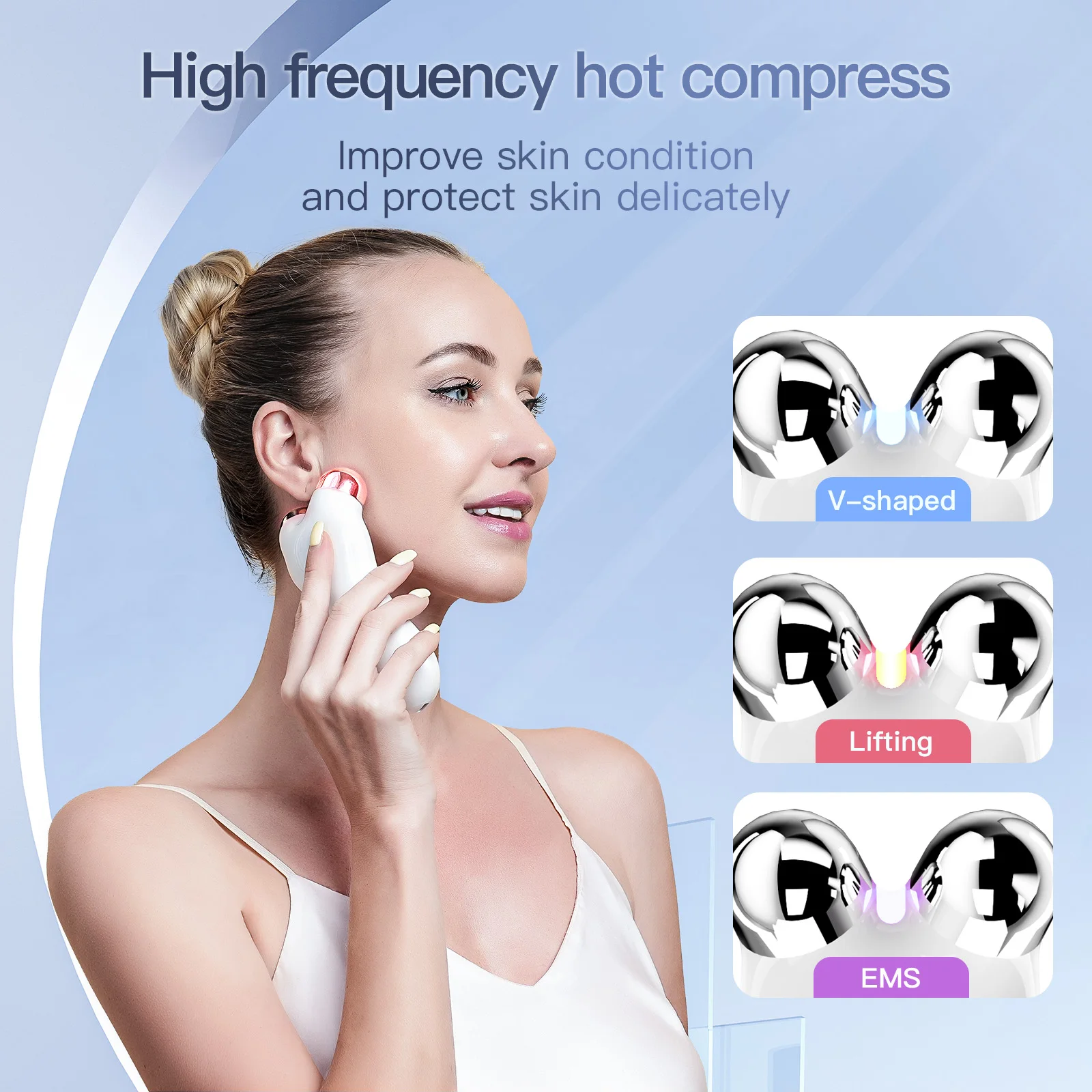 EMS Microcurrent Weight Loss Face Slimming Lifting Wrinkle Removal Anti Aging Roller Massager
