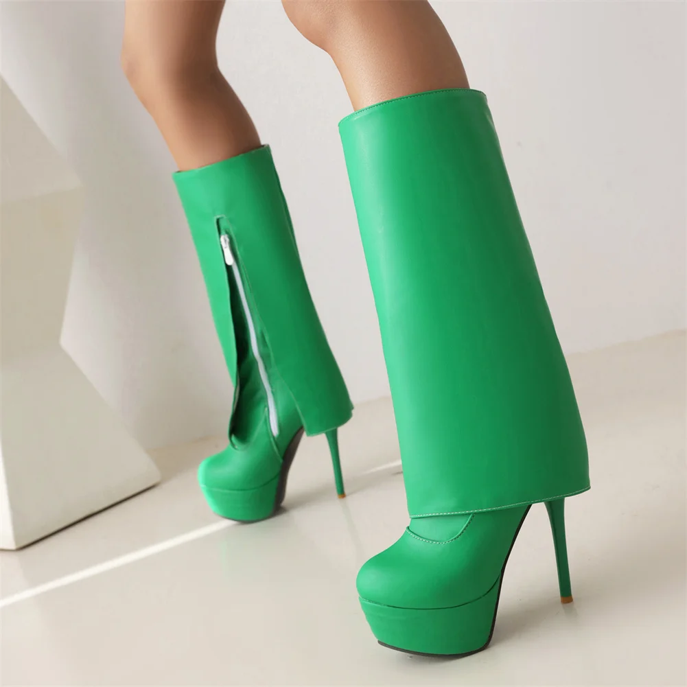 DoraTasia Plus Size 34-48 Brand New Ladies Thin High Heels Boots Fashion Solid Platform women's Boots Party Sexy Woman Shoes