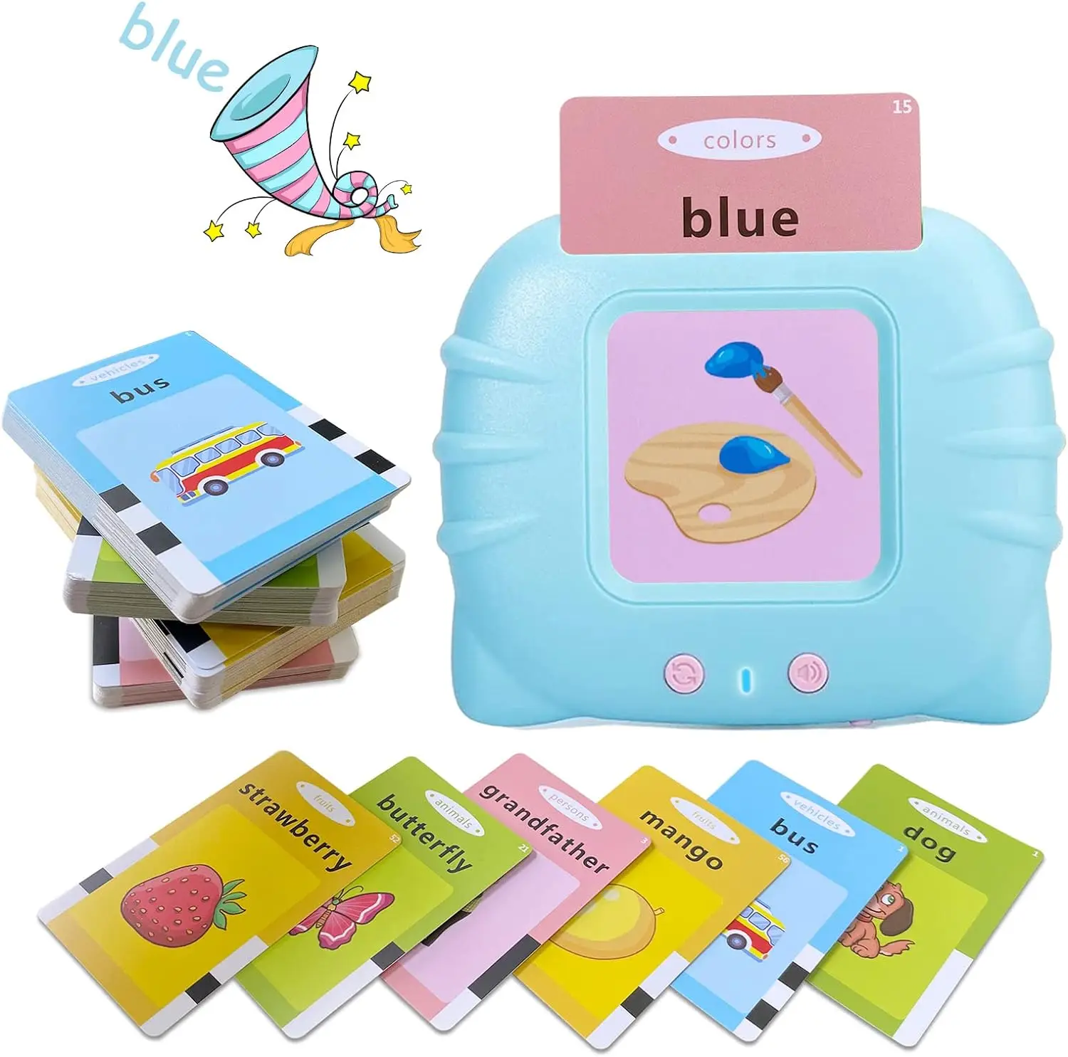 Educational Learning Toy Alphabet Educational Toys Talking FlashCards For Kids Electronic Early Education Machine Montessori Toy Flash Card Preschool Toddlers Biy Girl Gift Travel