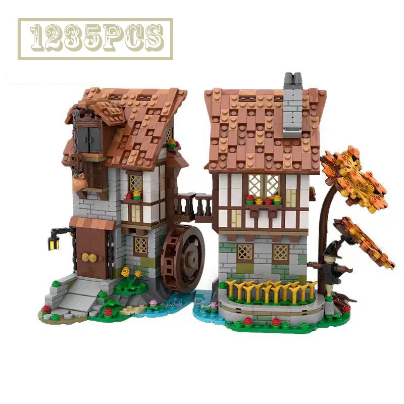

MOC Retro Medieval Waterwheel Tree House Building Blocks Country House MOC-119708 Building Blocks Toy Model Ornament