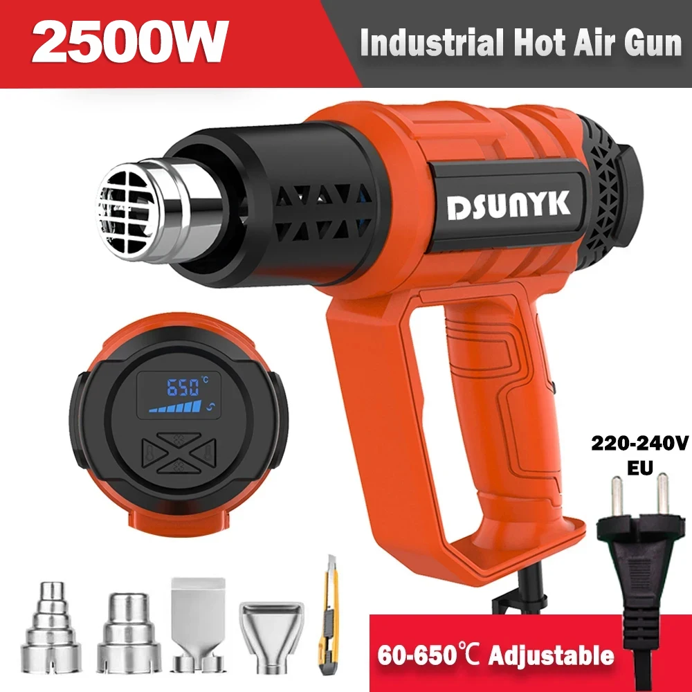 2500W Heat Gun Hair Dryer 110V 220V Craft Heat Gun Temperature Digital Display Hot Air for Welding DIY Shrink Wrapping EU US