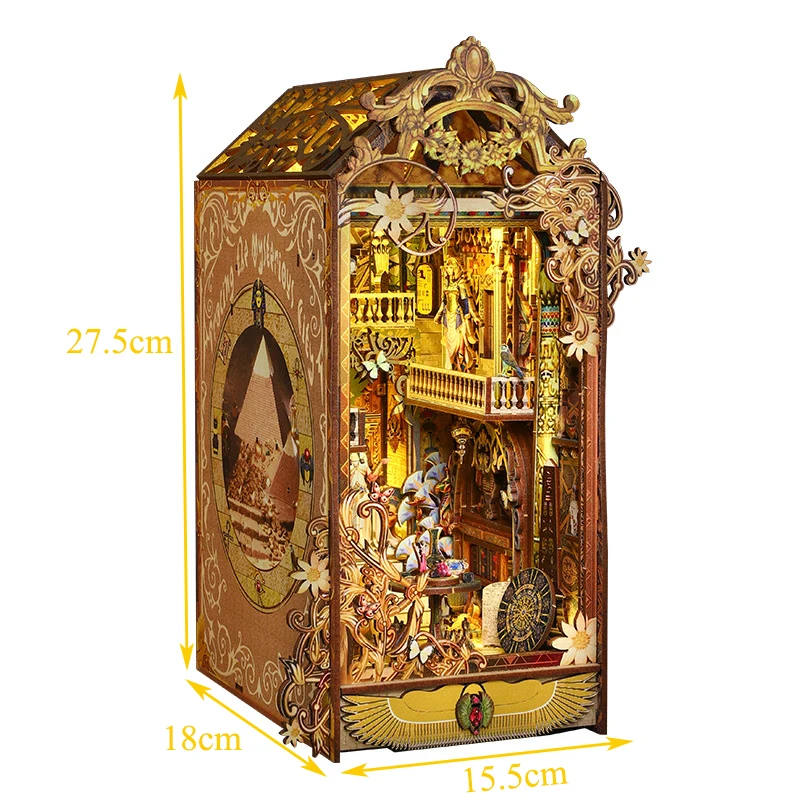 DIY Book Nook Wooden Miniature Model Kit The Mysterious City Bookend Assembled 3D Puzzle Egypt Bookshelf Home Decor Friends Gift 6