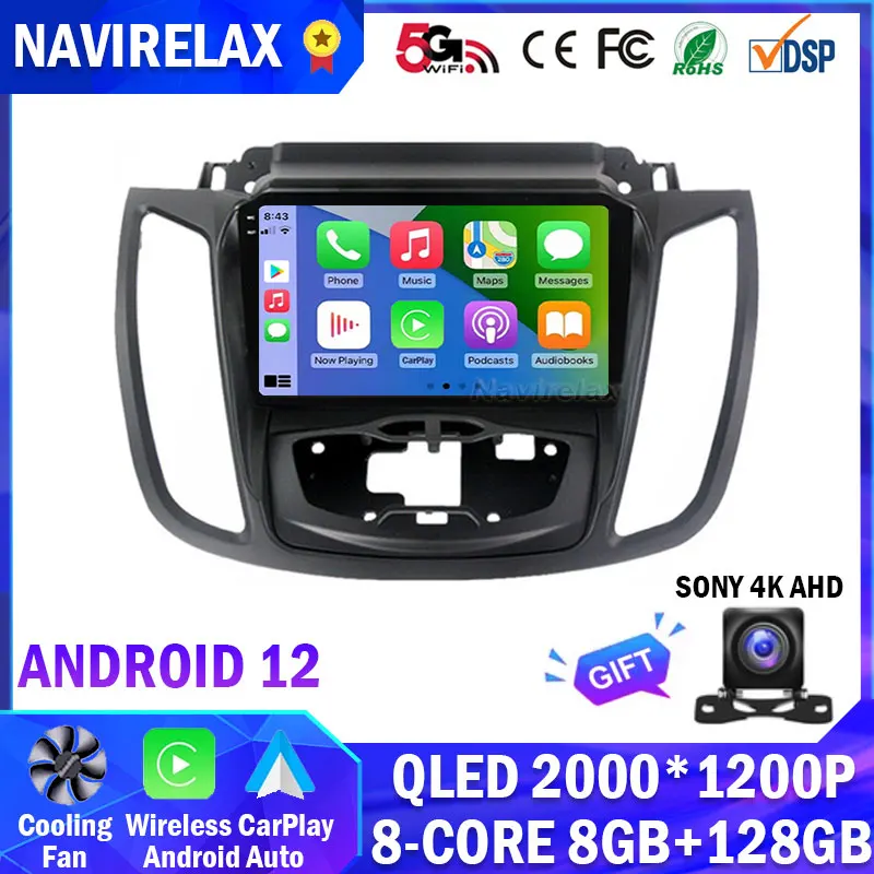 

DSP QLED Android 12 For For Ford Kuga 2 Escape 3 2012 - 2019 Car Radio Multimedia Video Player GPS Navigation WIFI NO DVD 2 Din