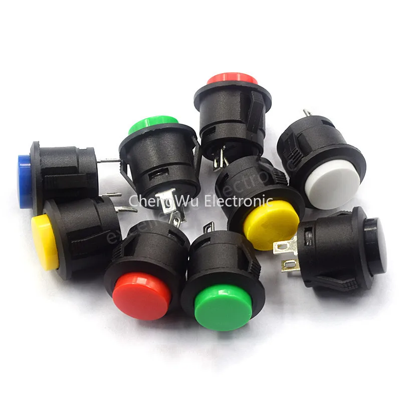 

10pcs R13-507 16mm Lockless Self Reset Push Button Switch Round Button Inching Switch 6A 125V/3A 250VAC