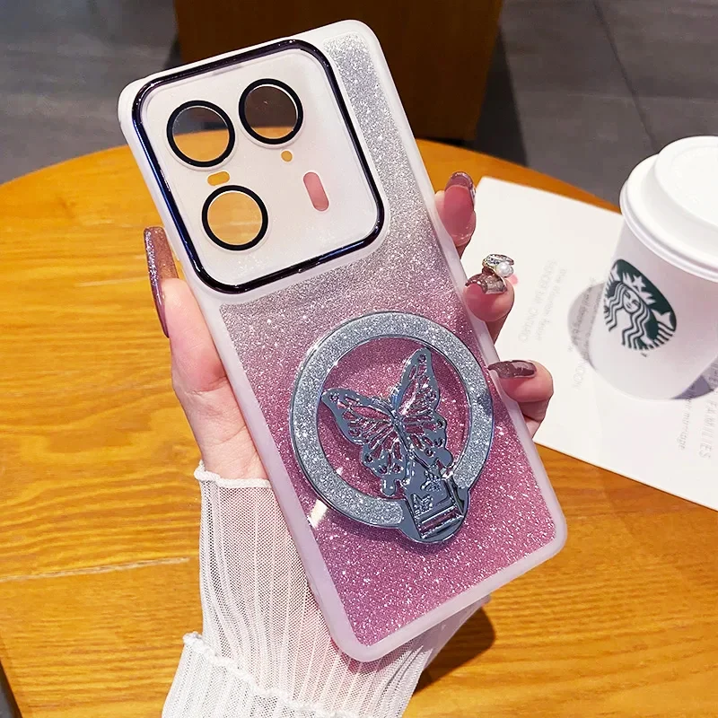 Glitter 3D Butterfly Magnetic Stand Phone Case Cover