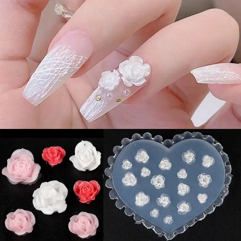장미 꽃 나비 3D 실리콘 네일 몰드 튤립 템플릿 DIY 네일 아트 데코 소프트 스탬핑 매니큐어 디자인 도구