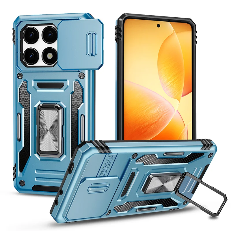 Shockproof Armor Case with Slide Lens Protector - Durable Back Cover