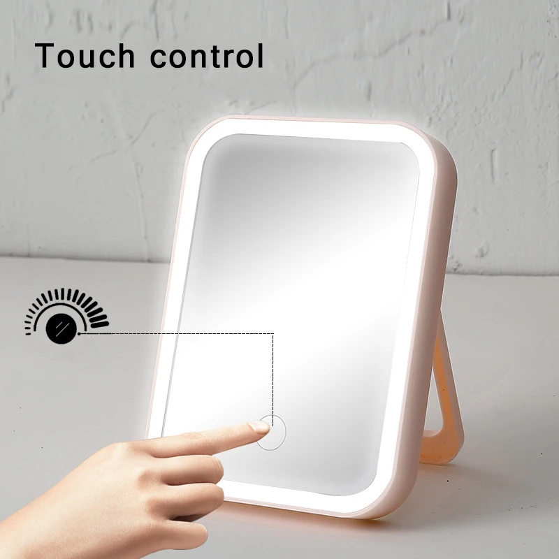 

Online Celebrity Makeup Mirror Led Desktop With Light Touch Mirror Girls Makeup Whitening Dormitory Mirror