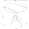 East West Furniture Dublin 3 Piece Kitchen Set for Small Spaces Contains a Round Dining Room Table with Dropleaf and 2 Chairs 4