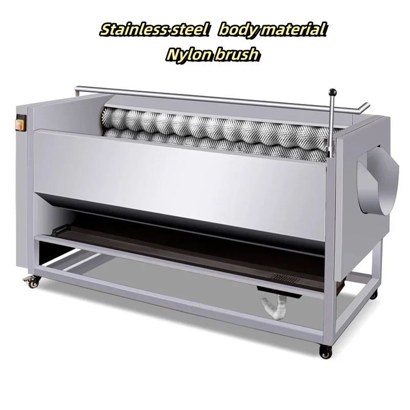 Electric Commercial Industrial Brush Roller Vegetable Carrot Sweet Potato Cleaning Washer Washing And Peeling Peeler Machine 2