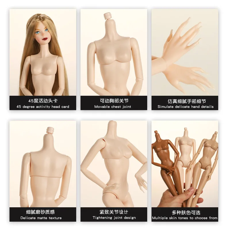 30cm Doll's Body Supermodel Body Accessories with Multi Joint White / Tan Skin DIY Girl Toy 5