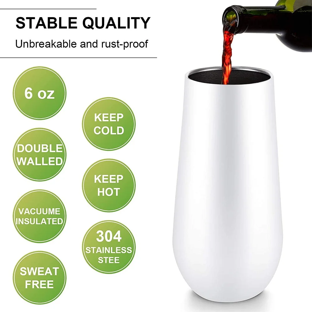 20pcs Bulk 6oz Wine Tumbler Mini Insulated Champagne Flutes