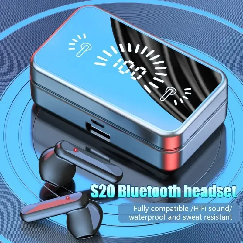 S20 TWS Wireless Bluetooth Headset with Charge Box Noise Cancelling LED Earbuds with Mic Wireless Headphones Bluetooth Earphones 3
