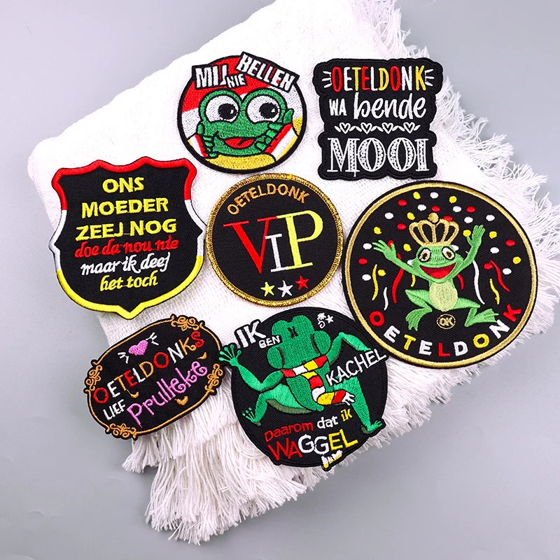 Netherland Oeteldonk Frog Patches For Clothes Emblem Carnival For Netherland Embroidery Iron On Patches DIY For Jacket