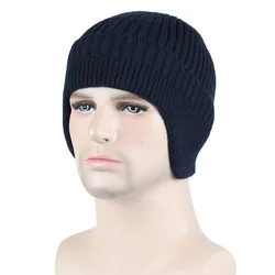 Unisex Pure Color Earbuds Knit Hat Men's Winter Warm Knitted Cap Outdoor Cold Protection Hat Fashion Skiing Snowboarding Caps