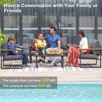 Metal Patio Conversation Sets with Washable and High-Resiliency Sponge Cushions, Garden Sofas 2