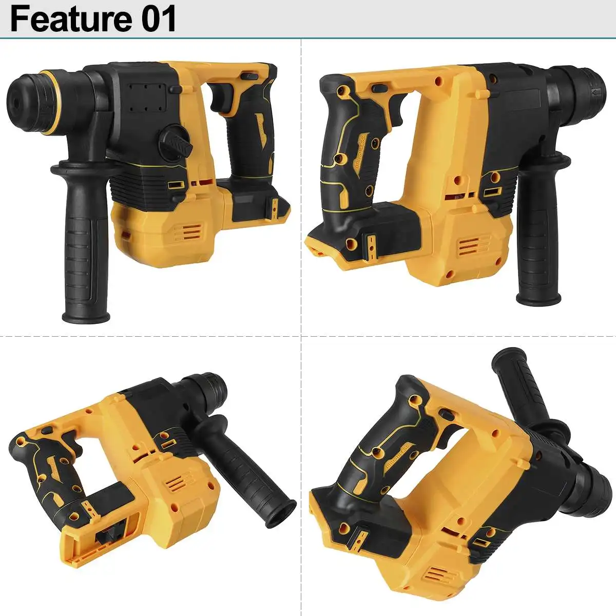 Brushless Electric Cordless Rotary Hammer Drill Dual Functionality Rechargeable Hammer 26mm Impact Drilll For Dewalt 18V Battery 2