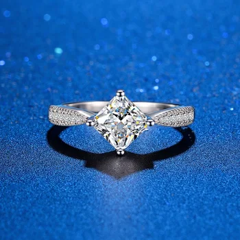 1CT Ascher Moissanite Sugarcube Ring PT950 Platinum - Luxury Jewelry, European-American Chic, High-End Flattering & Unique