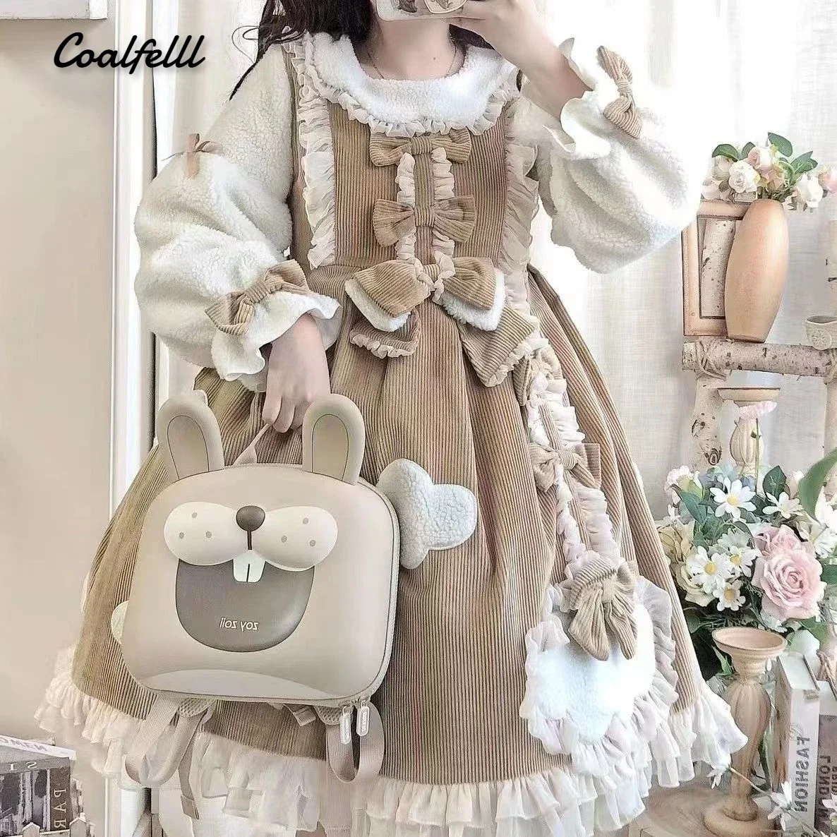 

Coalfell [In Stock] Autumn and Winter Models Super Thick and Warm Winter Clouds Turn Sunny Lolita OP Dress Cute JSK