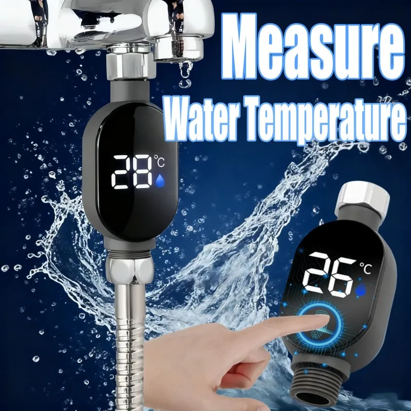 Affichage LED de salle de bain noir 0 ℃ ~99 ℃   Thermomètre de douche domestique pour la mesure précise de la température de l'eau dans la salle de bain