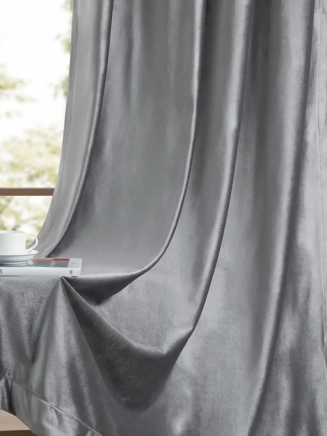 Grey Italian Velvet Curtains 1pc Curtains for Living Room  Curtains for Bedroom 3