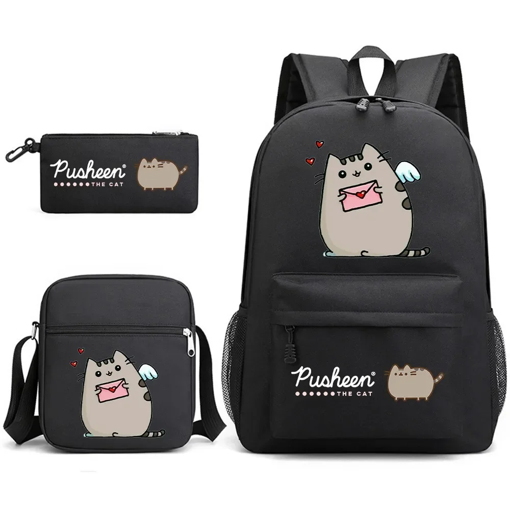 2024 New Fat Cat Cartoon Peripheral Leisure Schoolbag Pencil Case One-Shoulder Printing Student Outdoor Campus